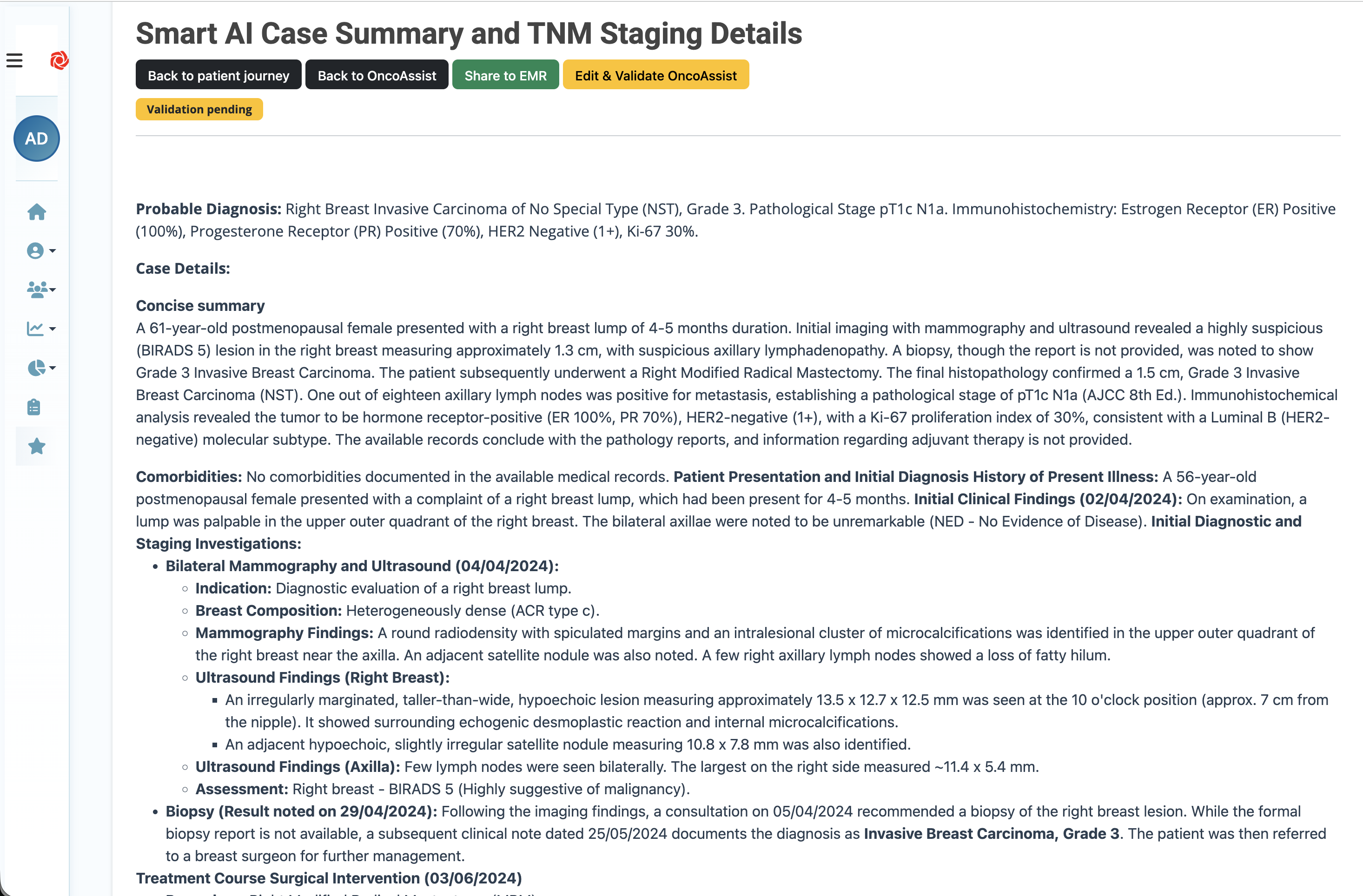OncoAssist - Patient Case Summary
